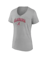 Women's Fanatics Heather Gray Alabama Crimson Tide Evergreen Campus V-Neck T-shirt