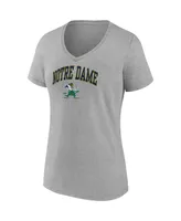 Women's Fanatics Heather Gray Notre Dame Fighting Irish Evergreen Campus V-Neck T-shirt