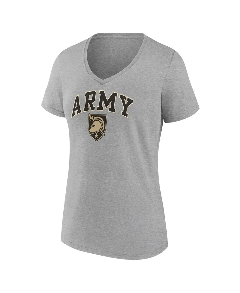 Women's Fanatics Heather Gray Army Black Knights Evergreen Campus V-Neck T-shirt