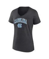 Women's Fanatics Heather Charcoal North Carolina Tar Heels Evergreen Campus V-Neck T-shirt