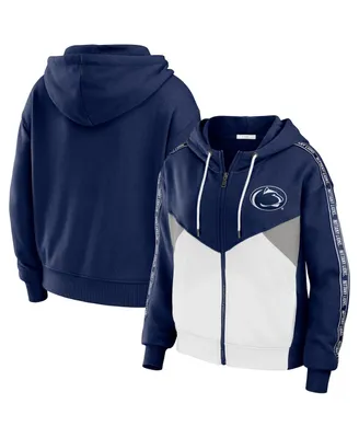 Women's Wear by Erin Andrews Navy Penn State Nittany Lions Colorblock Full-Zip Hoodie Jacket