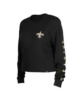 Women's New Era Black Orleans Saints Thermal Crop Long Sleeve T-shirt