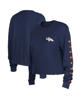 Women's New Era Navy Denver Broncos Thermal Crop Long Sleeve T-shirt