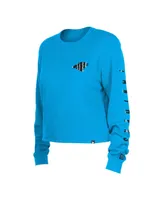 Women's New Era Blue Carolina Panthers Thermal Crop Long Sleeve T-shirt