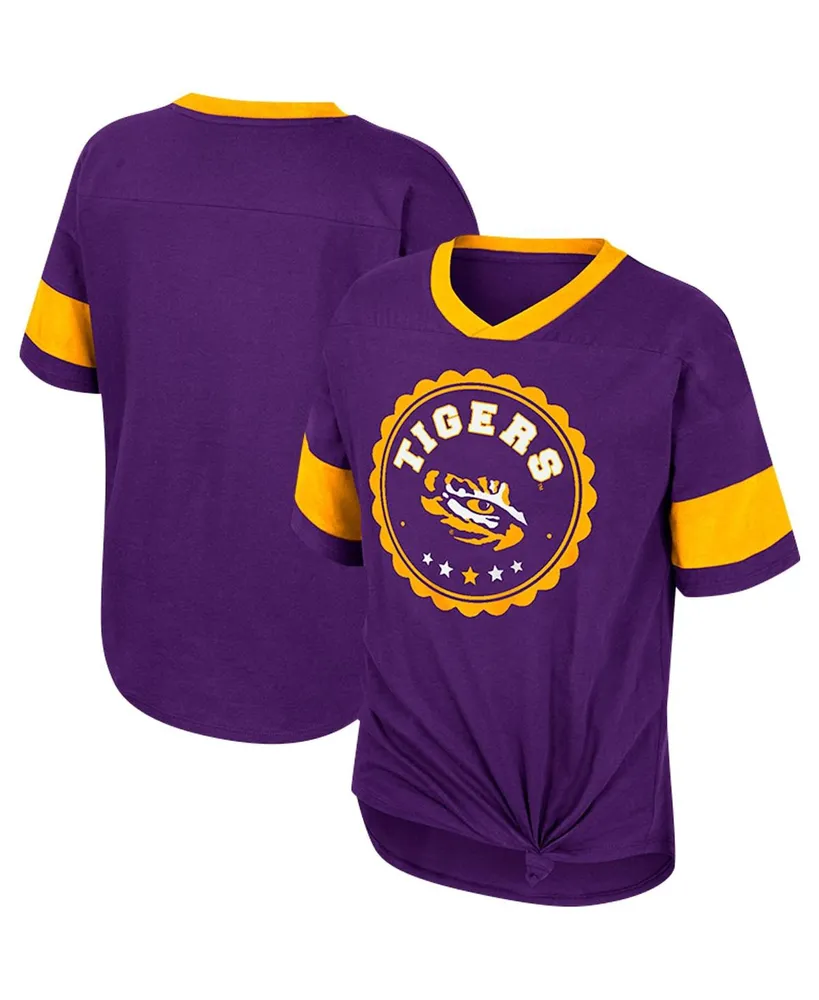 Big Girls Colosseum Purple Lsu Tigers Tomika Tie-Front V-Neck T-shirt