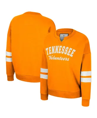 Women's Colosseum Tennessee Orange Distressed Volunteers Perfect Date Notch Neck Pullover Sweatshirt
