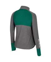 Women's Colosseum Black Michigan State Spartans Morningside Sleeve Hit Raglan Quarter-Zip Top