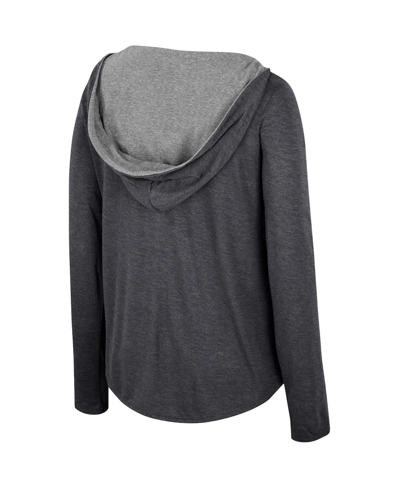 Women's Colosseum Black Purdue Boilermakers Distressed Heather Long Sleeve Hoodie T-shirt