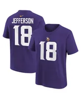 Youth Boys and Girls Nike Justin Jefferson Purple Minnesota Vikings Player Name Number T-shirt