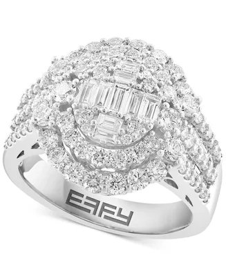 Effy Diamond Round & Baguette Cluster Ring (2 ct. t.w.) in 14k White Gold