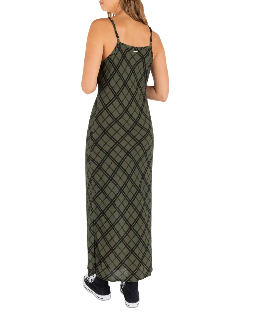 Hurley Juniors' Plaid Slip Maxi Dress