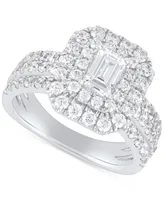 Grown With Love Lab Grown Diamond Emerald-Cut & Round Halo Triple Row Ring (2 ct. t.w.) in 14k White Gold