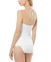 Michael Michael Kors Womens Shirred Halter Tankini Top Bikini Bottom