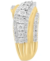 Diamond Swirl Statement Ring (5/8 ct. t.w.) in 14k Two-Tone Gold