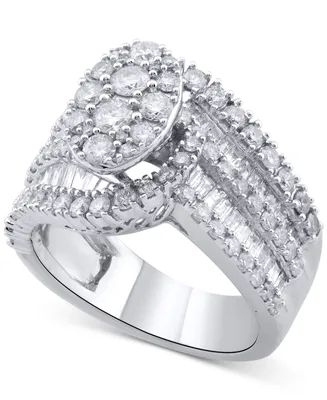 Diamond Oval-Shaped Multirow Cluster Ring (2-1/3 ct. t.w.) in 14k White Gold