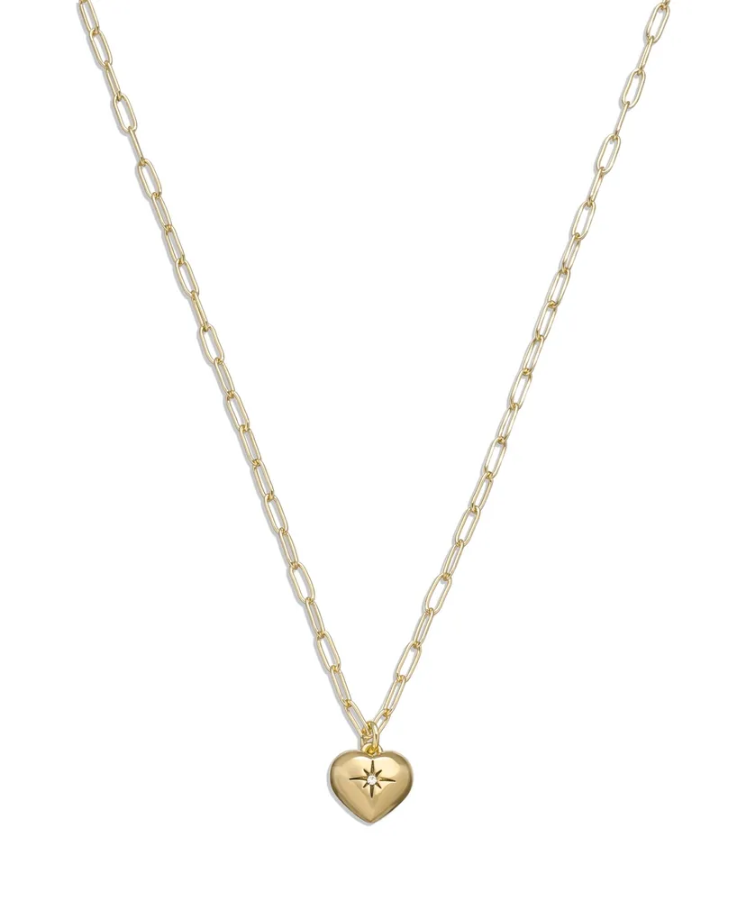 Coach Faux Stone Iconic Heart Pendant Heart Motif Necklace