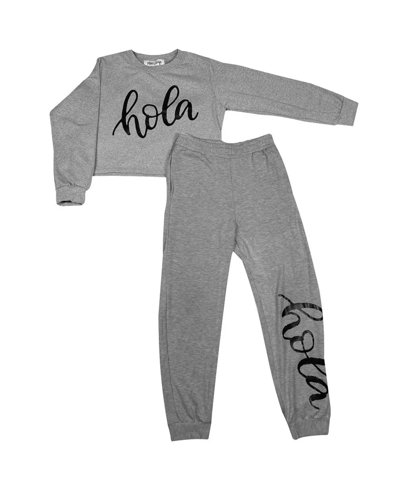 Mixed Up Clothing Little Girls Hola Print Crop Top and Jogger Pants, 2  Piece Set