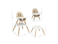 Slickblue Girls 5-in-1 Eat and Grow Convertible Wooden High Chair with Detachable Tray