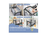 Multi-Functional Baby Playpen with Mattress and Removable Changing Table