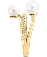 Effy Freshwater Pearl (5-6mm) & Diamond (1/10 ct. t.w.) Coil Ring in 14k Gold