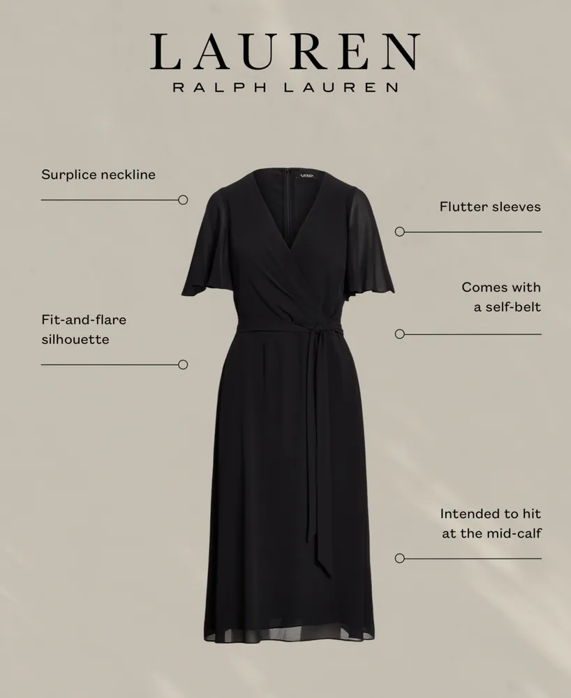 Lauren Ralph Women's Belted Georgette Dress
