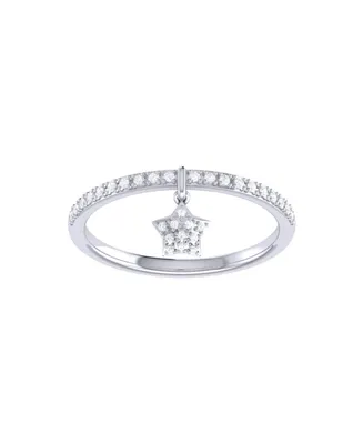 LuvMyJewelry Star kissed Design Sterling Silver Diamond Charm Women Ring