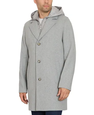 Sam Edelman Men's Single Breasted Coat with Quilted Bib