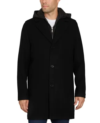 Sam Edelman Men's Single Breasted Coat with Quilted Bib