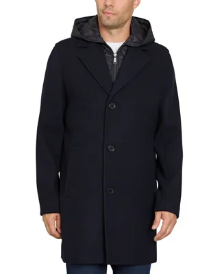 Sam Edelman Men's Single Breasted Coat with Quilted Bib