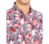 Society of Threads Men's Slim-Fit Non-Iron Performance Stretch Floral Button-Down Shirt