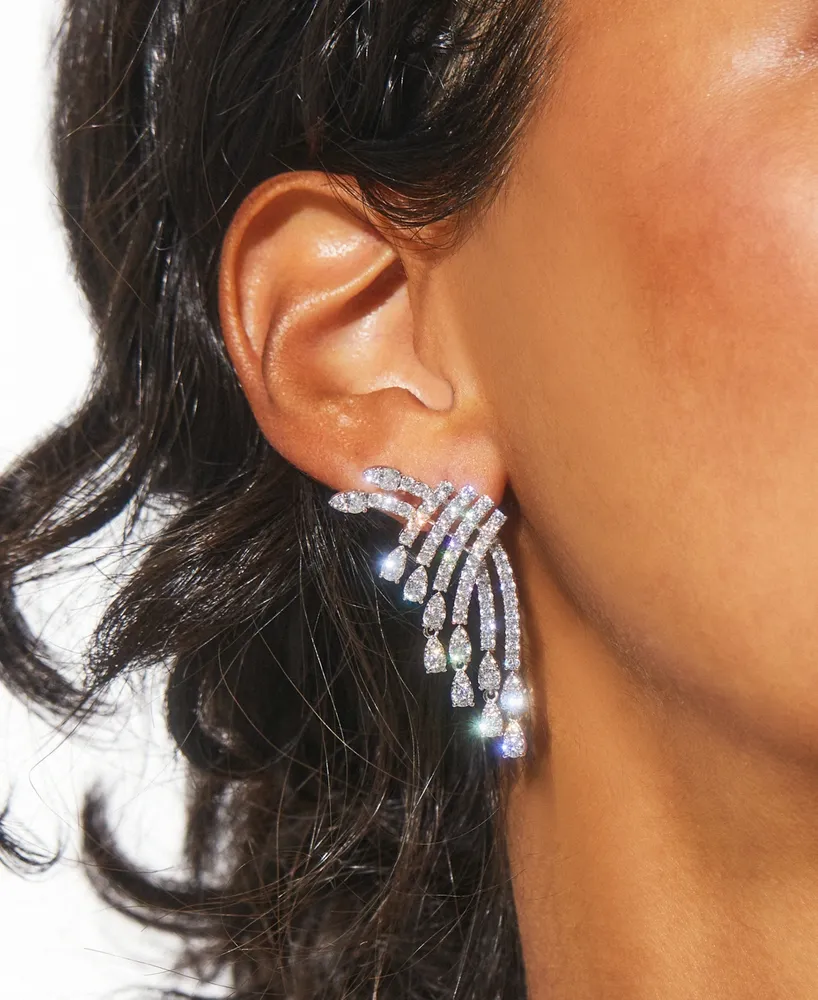 Eliot Danori Silver-Tone Cubic Zirconia Angel Wings Earrings, Created for Macy's
