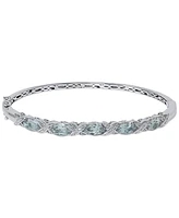 Aquamarine (3-3/4 ct. tw.) & Diamond Accent Bangle Bracelet in Sterling Silver