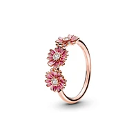 Pandora Cubic Zirconia Moments Pink Daisy Flower Trio Ring