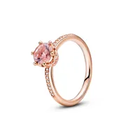 Pandora Cubic Zirconia Moments Pink Sparkling Crown Solitaire Ring