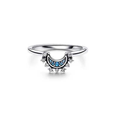 Pandora Cubic Zirconia Moments Celestial Blue Sparkling Moon Ring