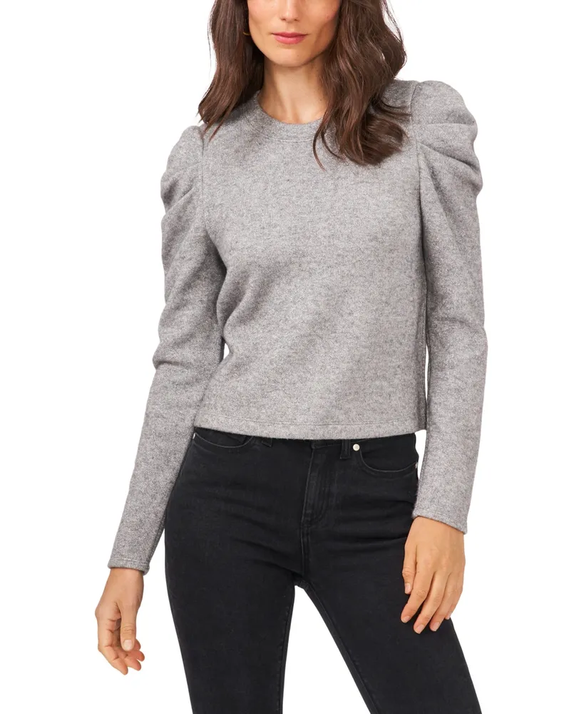 1.state Women's Draped Shoulder Long Sleeve Crew Neck Top
