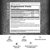 Codeage Liposomal Nmn Supplement, Nad precursor, Resveratrol, Betaine, Riboflavin & B12, Quercetin, 90 ct