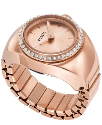 Fossil Women's Watch Ring Two-Hand Rose Gold-Tone Stainless Steel 15mm