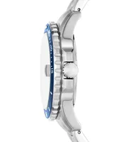 Fossil Men's Blue Dive Three-Hand Date Silver-Tone Stainless Steel Watch 42mm