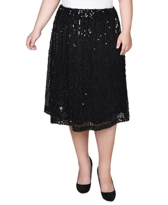 Ny Collection Plus Knee Length Sequined Skirt