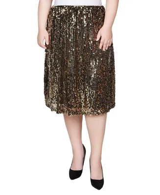 Ny Collection Plus Knee Length Sequined Skirt