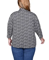 Ny Collection Plus Puff Print 3/4 Sleeve 2-Fer Top