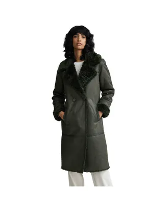 Nvlt Women's Shearling Double Breasted Long Coat