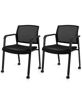Conference Chairs Set of 2 Stackable Office Guest Mesh Chair