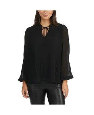 Ellen Tracy Women's Pleat & Release Long Sleeve Top