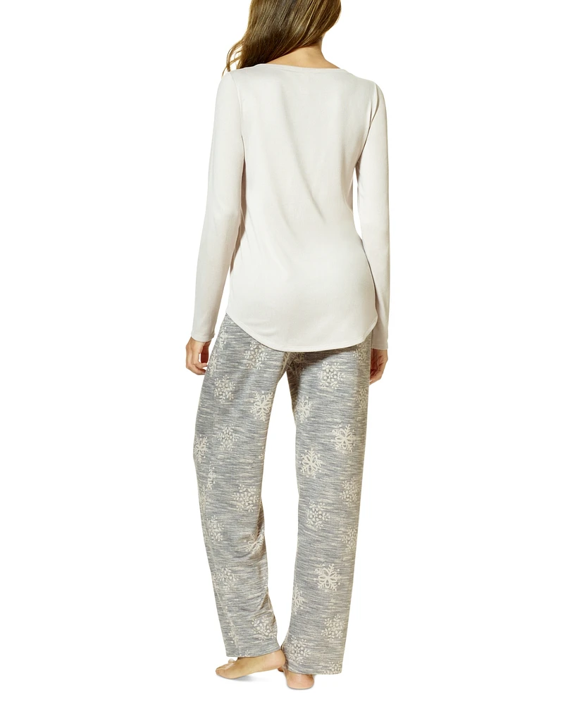 Hue Women's Skaters Bouquet Long-Sleeve T-Shirt and Pajama Pants Set