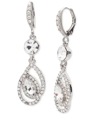 Givenchy Silver-Tone Crystal Pave Pear Drop Earrings