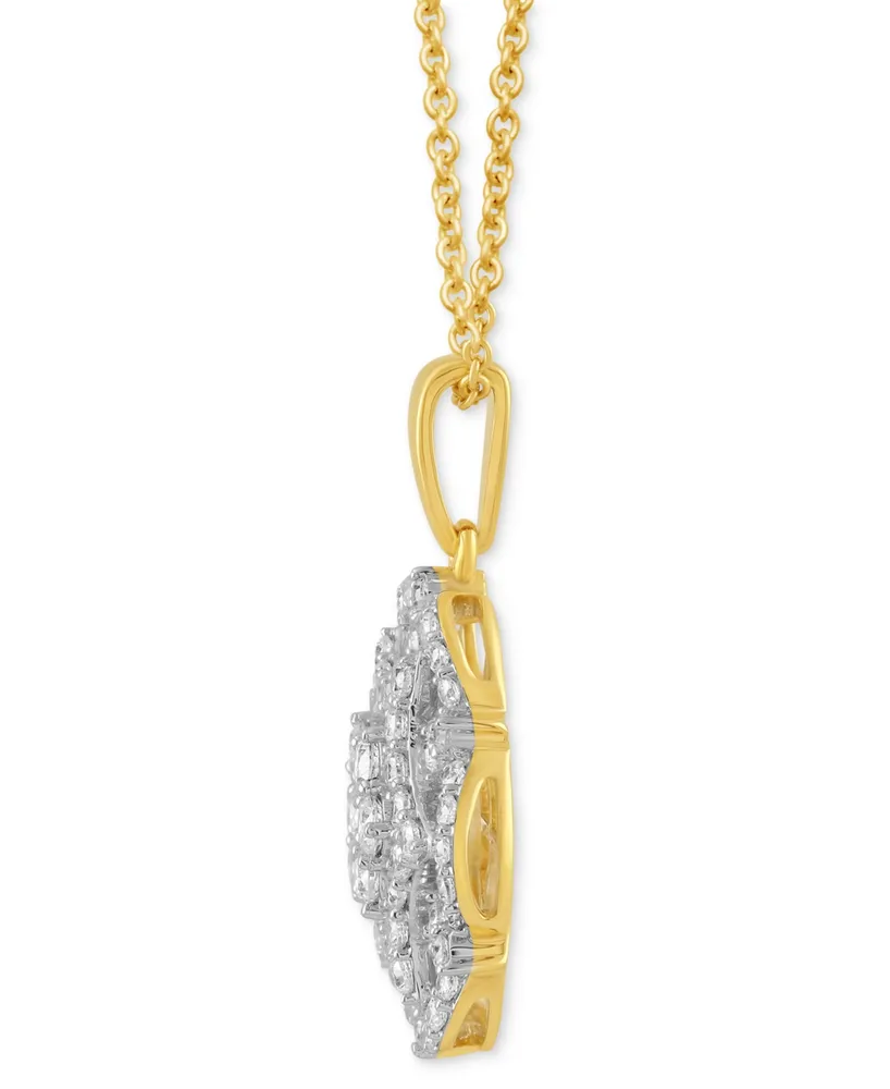 Diamond Mandala Cluster Pendant Necklace (1 ct. t.w.) in 10k Gold, 16" + 2" extender