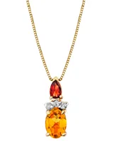 Citrine (3/4 ct. t.w.), Garnet (1/4 ct. t.w.) & Diamond Accent 18" Pendant Necklace in 14k Gold - Multi