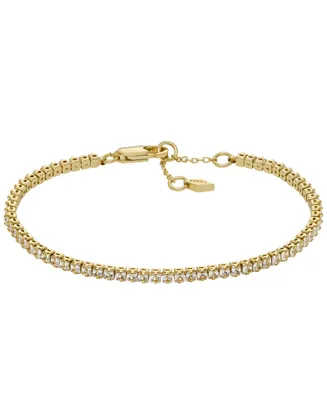 Fossil All Stacked Up Gold-Tone Brass Tennis Chain Bracelet